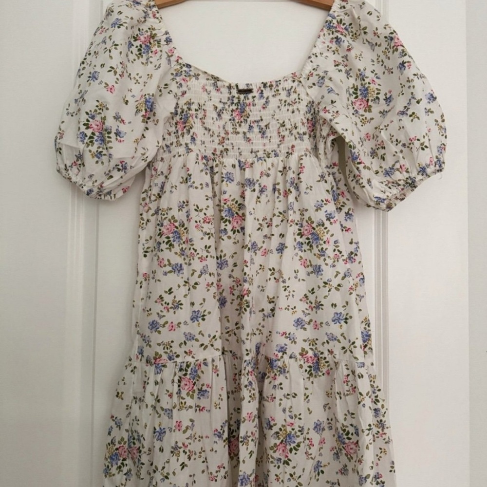 Billabong Be Mine women’s puff sleeve dainty floral mini sun dress size medium - Picture 4 of 5